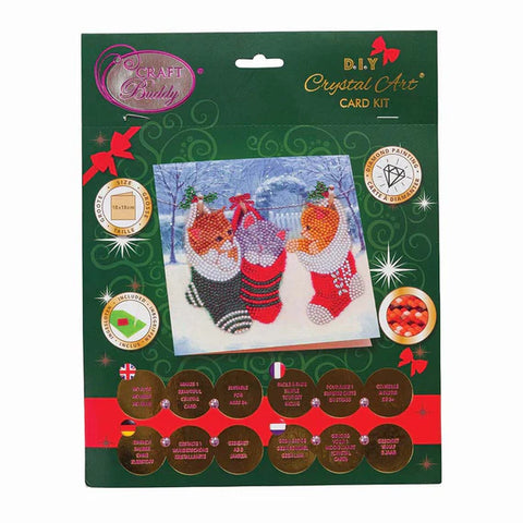 Crystal Art Card Kit Christmas Kittens