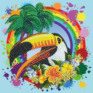 Crystal Art Card Kit Rainbow Toucan